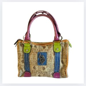 U.S. Polo Assn. Bag Carnival Multicolor Small Cotton/Faux Leather Purse Y2K